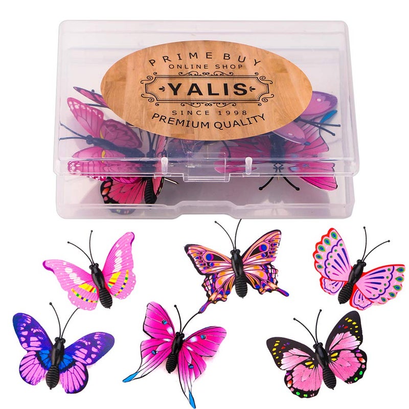 Yalis 12 Pcs Decorative Thumbtacks Pink Cute Pushpins for Feature Wall, Whiteboard, Corkboard, Photo Wall (Pink Butterfly) - Image 1
